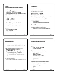 CSE 501: Course Outline Implementation of Programming Languages