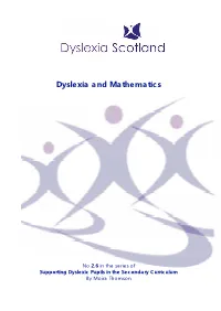 Dyslexia and Mathematics