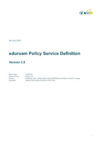 Eduroam Policy Service Definition