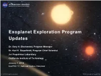 Exoplanet Exploration Program Updates