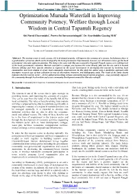 Optimization Mursala Waterfall in Improving Community Potency, Welfare Through Local Wisdom in Central Tapanuli Regency