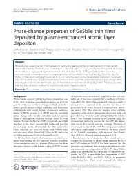 Phase-Change Properties of Gesbte Thin Films Deposited by Plasma