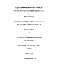 (Re)Presentations of Homosexuality: the Frame and Knowledge in the Making