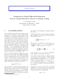 Regularity for Partial Differential Equations