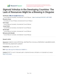 Sigmoid Volvulus in the Developing Countries: the Lack of Resources Might Be a Blessing in Disguise