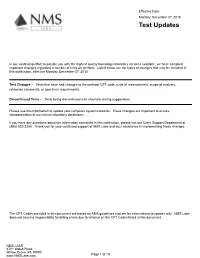 Test Update Notification, Effective December 7, 2015