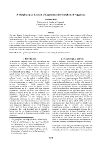 A Morphological Lexicon of Esperanto with Morpheme Frequencies