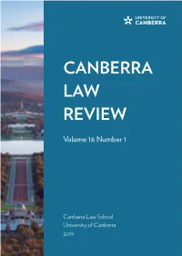 Canberra Law Review Volume 16 Issue 1