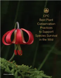 CPC Best Plant Conservation Practices to Support Species Survival in the Wild