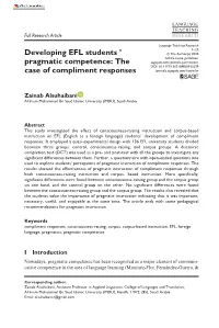Developing EFL Students ' Pragmatic