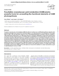 Facultative Crassulacean Acid Metabolism (CAM) Plants: Powerful Tools for Unravelling the Functional Elements of CAM Photosynthesis