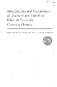 Iidentilica2tion and Occurrence of Uranium and Vanadium Identification and Occurrence of Uranium and Vanadium Minerals from the Colorado Plateaus