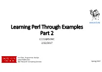 Learning Perl Through Examples Part 2 L1110@BUMC 2/22/2017