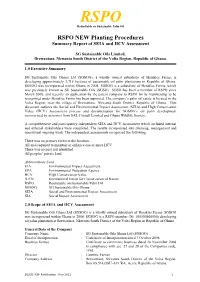 RSPO NEW Planting Procedures Summary Report of SEIA and HCV Assessment