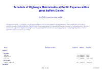 Schedule of Highways Maintainable at Public Expense Within West Suffolk District