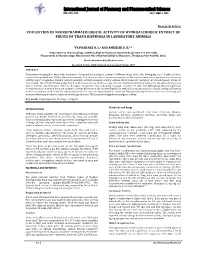 Evaluation of Neuropharmacological Activity of Hydroalcoholic Extract of Fruits of Trapa Bispinosa in Laboratory Animals