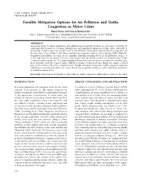 Feasible Mitigation Options for Air Pollution and Traffic Congestion In