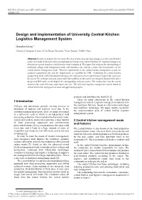 Design and Implementation of University Central Kitchen Logistics Management System