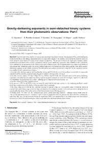 Gravity-Darkening Exponents in Semi-Detached Binary Systems from Their Photometric Observations: Part I