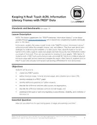 Keeping It Real: Teach ACRL Information ® Literacy Frames with FRED Data Data LITERACY