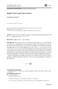 Kepler's Laws and Conic Sections