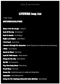 LIVEWIRE Song List