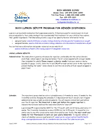 Bcch Lupron Depot® Program for Gender Dysphoria