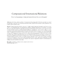 Computational International Relations