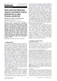 Early Learning Influences Species Assortative Mating Preferences In