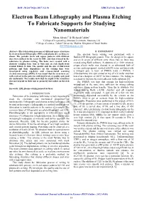 Electron Beam Lithography and Plasma Etching to Fabricate Supports for Studying Nanomaterials