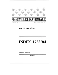 Index 1983/84 Table Des Matières
