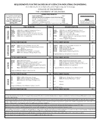 Requirements for the Bachelor of Science In