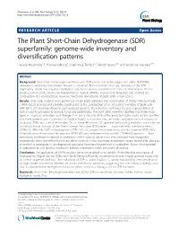 The Plant Short-Chain Dehydrogenase (SDR) Superfamily: Genome-Wide Inventory and Diversification Patterns
