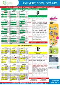Calendrier De Collecte 2020