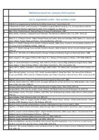 Melitensia Book List: January 2019 Auction List in Alphabetic Order