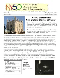 NYS/O to Meet with New England Chapter at Vassar