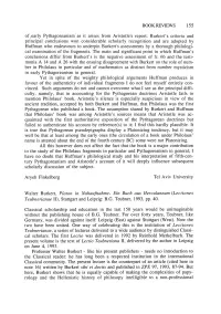 Of.Early Pythagoreanism As It Arises from Aristotle's Report. Burkert's