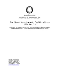 Oral History Interview with Paul Allen Reed, 1994 Apr. 29