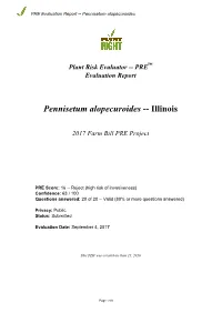 PRE Evaluation Report for Pennisetum