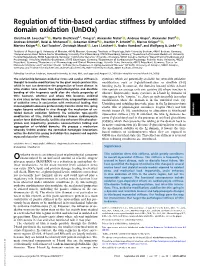 Regulation of Titin-Based Cardiac Stiffness by Unfolded Domain Oxidation (Undox)