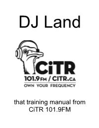 That Training Manual from Citr 101.9FM INDEX
