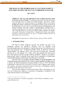 The Role of the Hydrological Factor in Habitat Dynamics Within the Fluvial Corridor of Danube