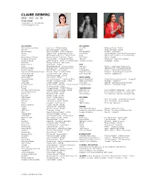 CLAIRE DEBERG 5’8.5” · 34C · 26 · 36 Cherokee Clairedeberg.Com · 612-280-3684 Clairedeberg@Gmail.Com