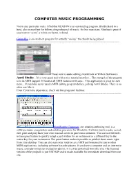 Computer Music Programming