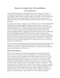 Democracy in Senegal Tested: a Personal Reflection