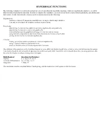 Hyperbolic Functions