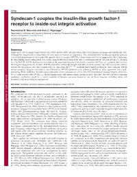 Syndecan-1 Couples the Insulin-Like Growth Factor-1 Receptor to Inside-Out Integrin Activation