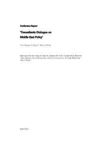 Transatlantic Dialogue on Middle East Policy’