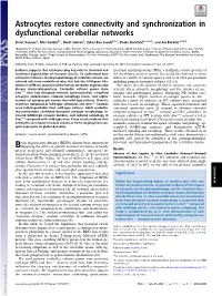 Astrocytes Restore Connectivity and Synchronization in Dysfunctional Cerebellar Networks