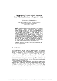 Interpretation Problems in Code Generation from UML State Machines - a Comparative Study
